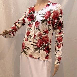 Snap front floral cardigan